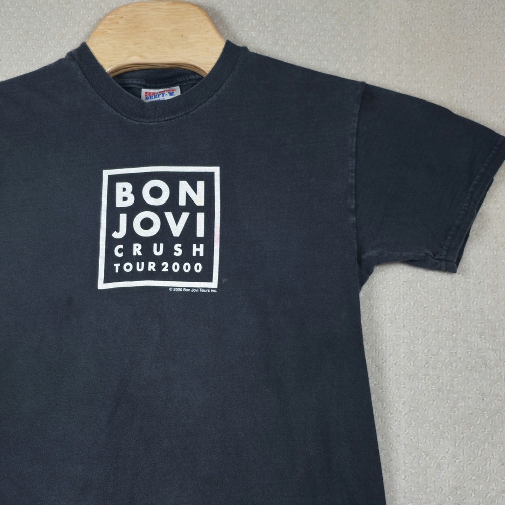 Vintage 2000 Bon Jovi Crush Tour T-Shirt Youth L Y2K Rock Band‎ Tee Faded